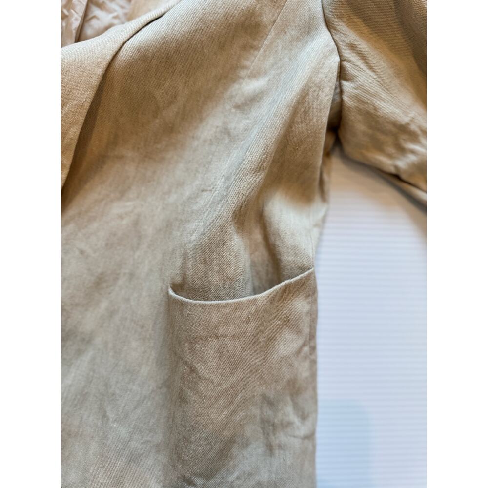 Vince Linen Cotton Blazer Women’s 8 Beige Open Front Cropped Jacket Summer - Picture 8 of 16
